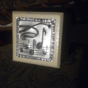 Small wooden with metal musical piece trinket box